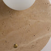 wabi sabi beige travertine glass round wall lamp
