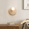 wabi sabi beige travertine glass round wall lamp