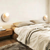 wabi sabi beige travertine glass round wall lamp