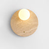 wabi sabi beige travertine glass round wall lamp