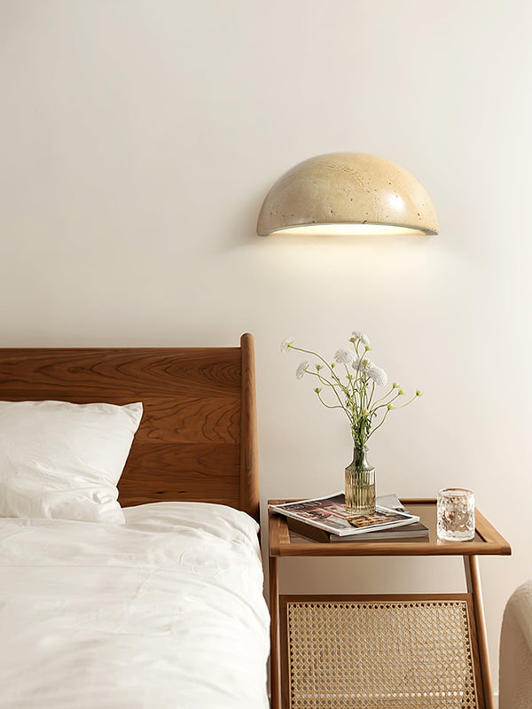 wabi sabi beige travertine half dome wall sconce 2