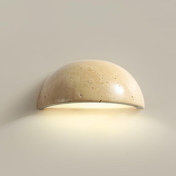 wabi sabi beige travertine half dome wall sconce 2