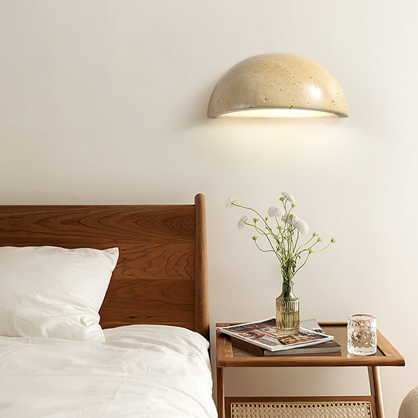 wabi sabi beige travertine half dome wall sconce 2