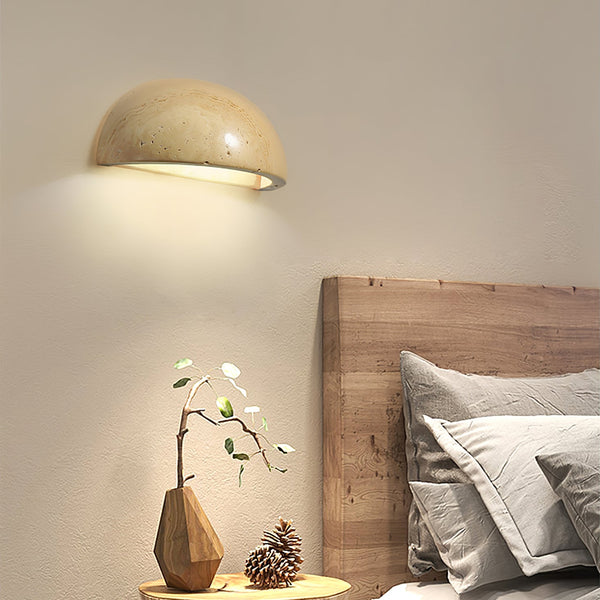 wabi sabi beige travertine half dome wall sconce 2