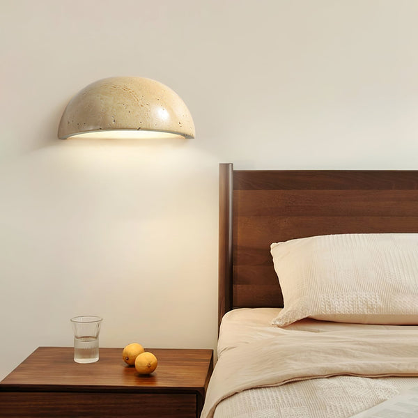 wabi sabi beige travertine half dome wall sconce 2