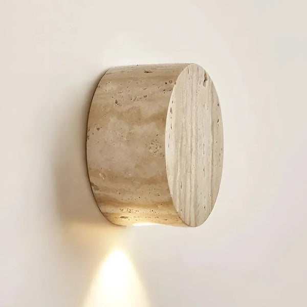 wabi sabi beige travertine round wall lamp