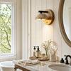 wabi sabi black travertine wood led wall sconce