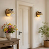wabi sabi black travertine wood led wall sconce