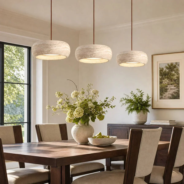 wabi sabi cream travertine stone led pendant light