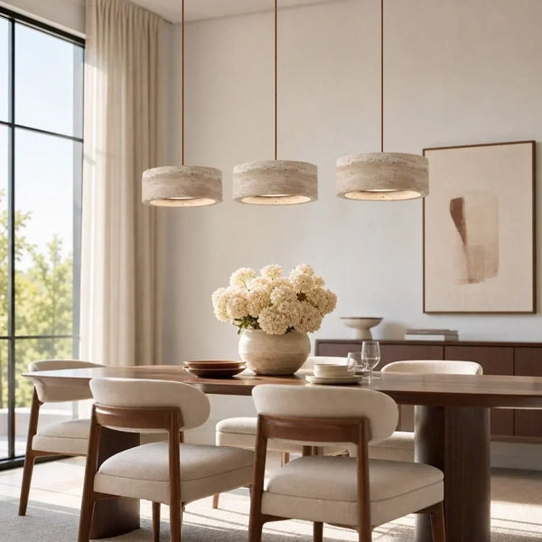wabi sabi cream travertine stone led pendant light