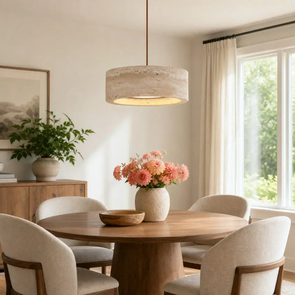 wabi sabi cream travertine stone led pendant light