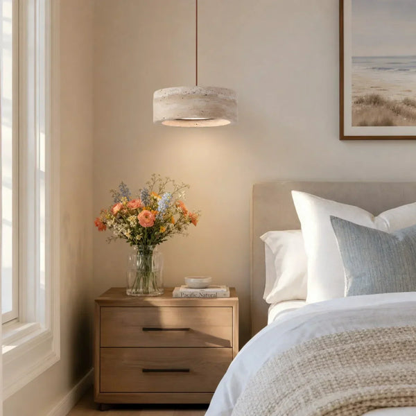 wabi sabi cream travertine stone led pendant light