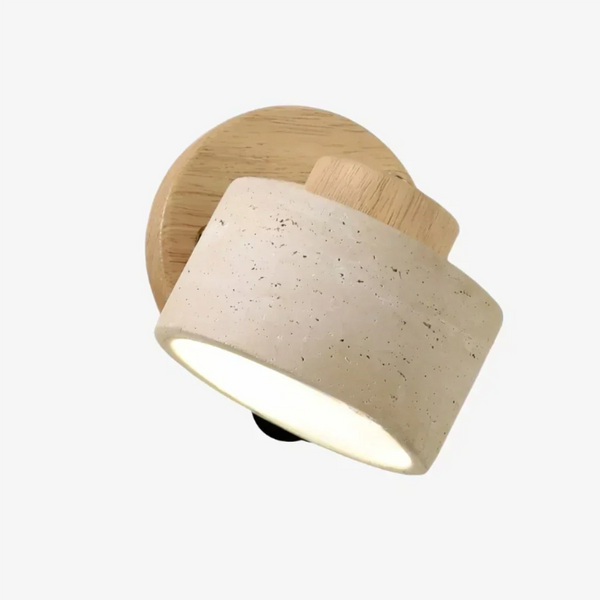 wabi sabi cylinder travertine wood wall light