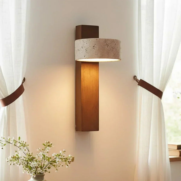 wabi sabi natural travertine led wall sconce