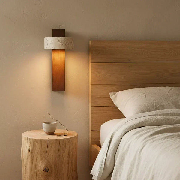 wabi sabi natural travertine led wall sconce