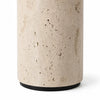 wabi sabi neutral travertine drum fabric table lamp