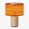 wabi sabi neutral travertine drum fabric table lamp