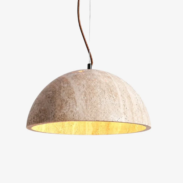 wabi sabi round dome travertine pendant light