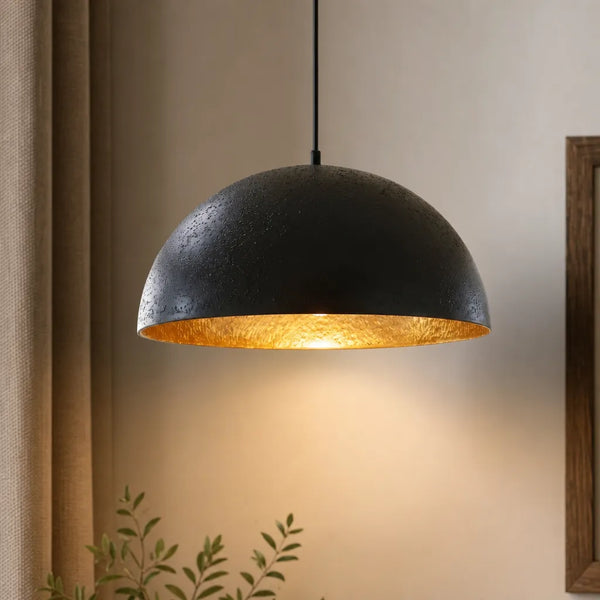 wabi sabi round dome travertine pendant light