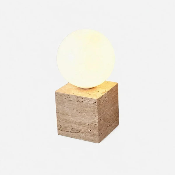 wabi sabi sage travertine frosted glass cube wall lamp