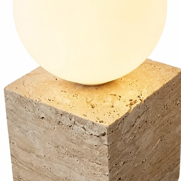 wabi sabi sage travertine frosted glass cube wall lamp