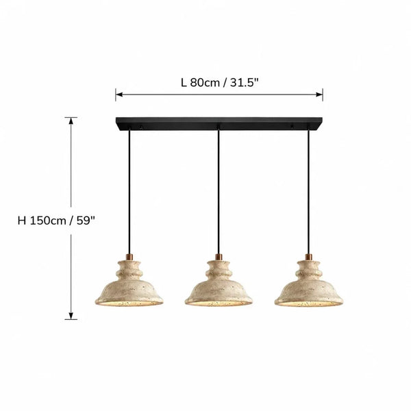 wabi sabi travertine bell pendant light