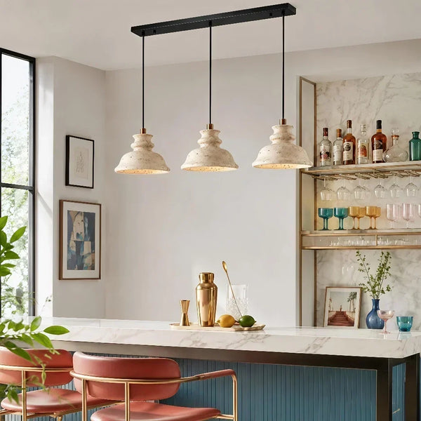 wabi sabi travertine bell pendant light