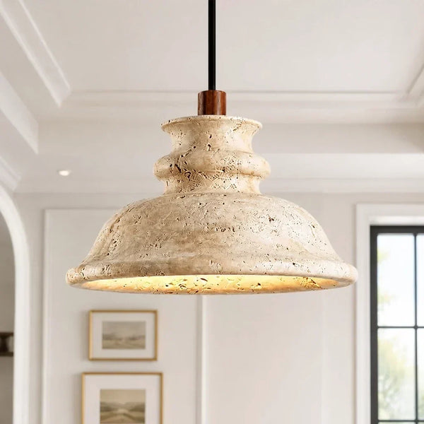 wabi sabi travertine bell pendant light