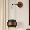wabi sabi travertine cylinder wall sconce matte black