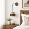 wabi sabi travertine cylinder wall sconce matte black