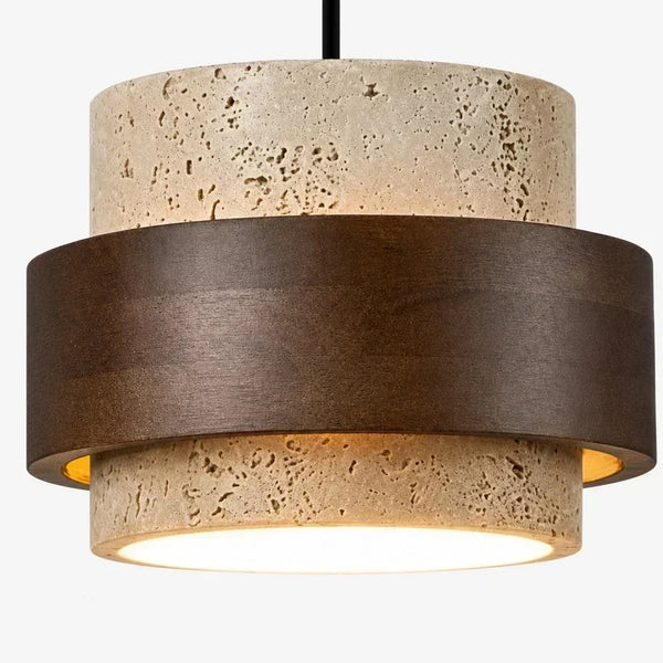 wabi sabi travertine cylinder wall sconce matte black