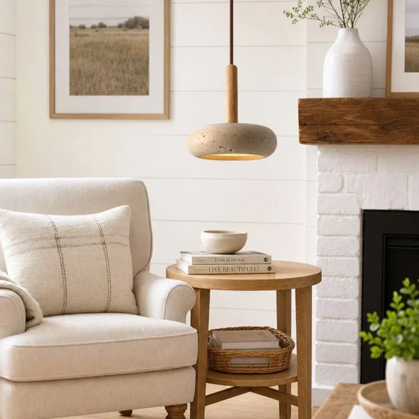 wabi sabi travertine disc pendant light