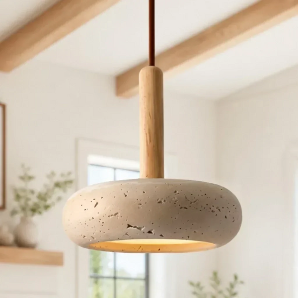 wabi sabi travertine disc pendant light