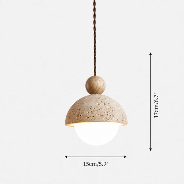 wabi sabi travertine dome pendant light