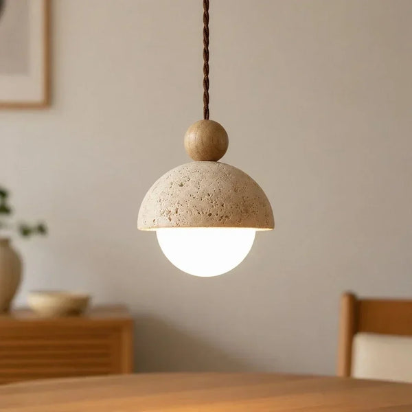 wabi sabi travertine dome pendant light