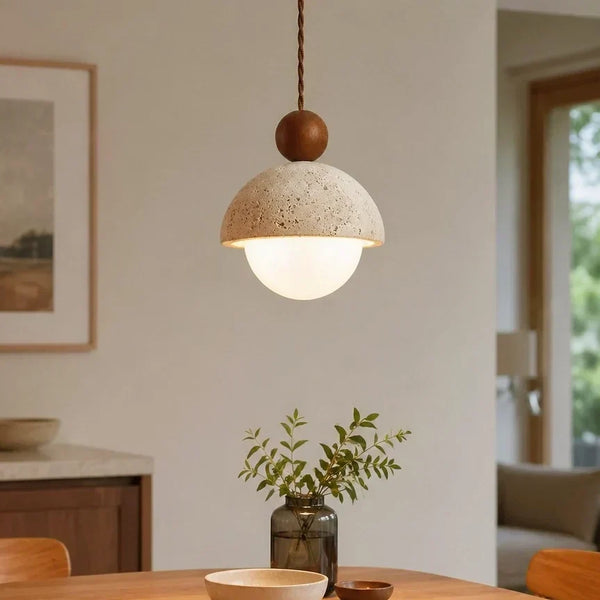 wabi sabi travertine dome pendant light