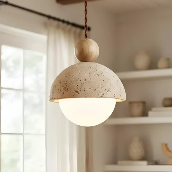 wabi sabi travertine dome pendant light