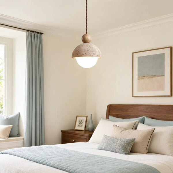 wabi sabi travertine dome pendant light