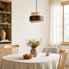 wabi sabi travertine wood cylindrical pendant light