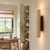 wabi sabi travertine wood tall column wall sconce