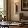 wabi sabi travertine wood tall column wall sconce