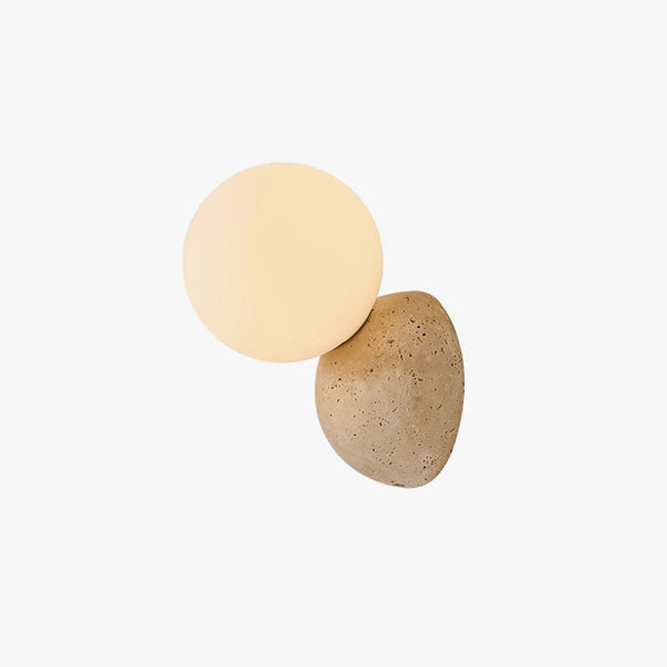 wabi sabi yellow travertine glass globe wall lamp