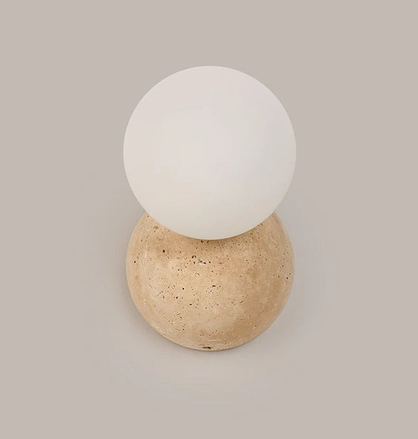 wabi sabi yellow travertine glass globe wall lamp