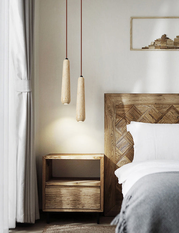 wabi sabi yellow travertine white oak chandelier