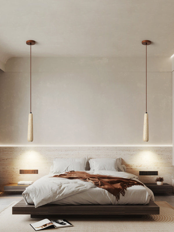 wabi sabi yellow travertine white oak chandelier