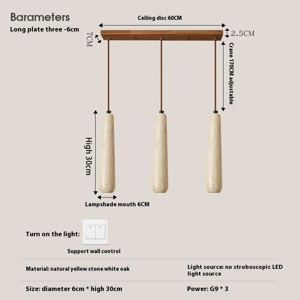 wabi sabi yellow travertine white oak chandelier