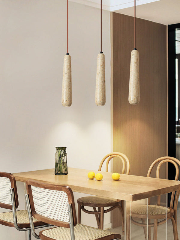wabi sabi yellow travertine white oak chandelier
