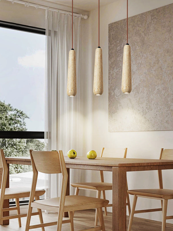 wabi sabi yellow travertine white oak chandelier