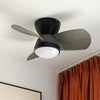 walnut brushed metal abs ceiling fan led light
