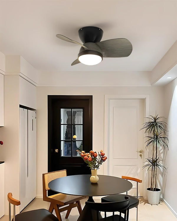 walnut brushed metal abs ceiling fan led light